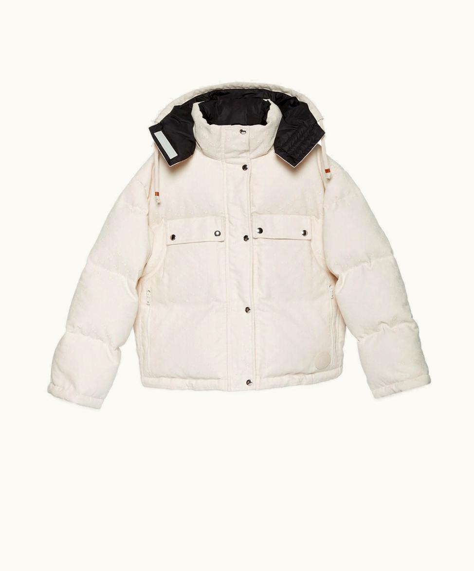 Gucci Gucci GG Cotton Canvas Puffer Jacket Off White