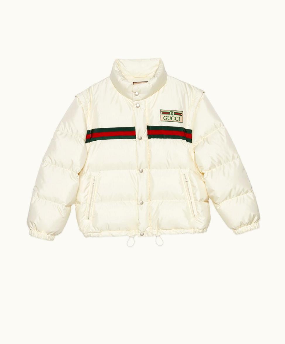Gucci Gucci Padded Nylon Bomber Jacket With Web White