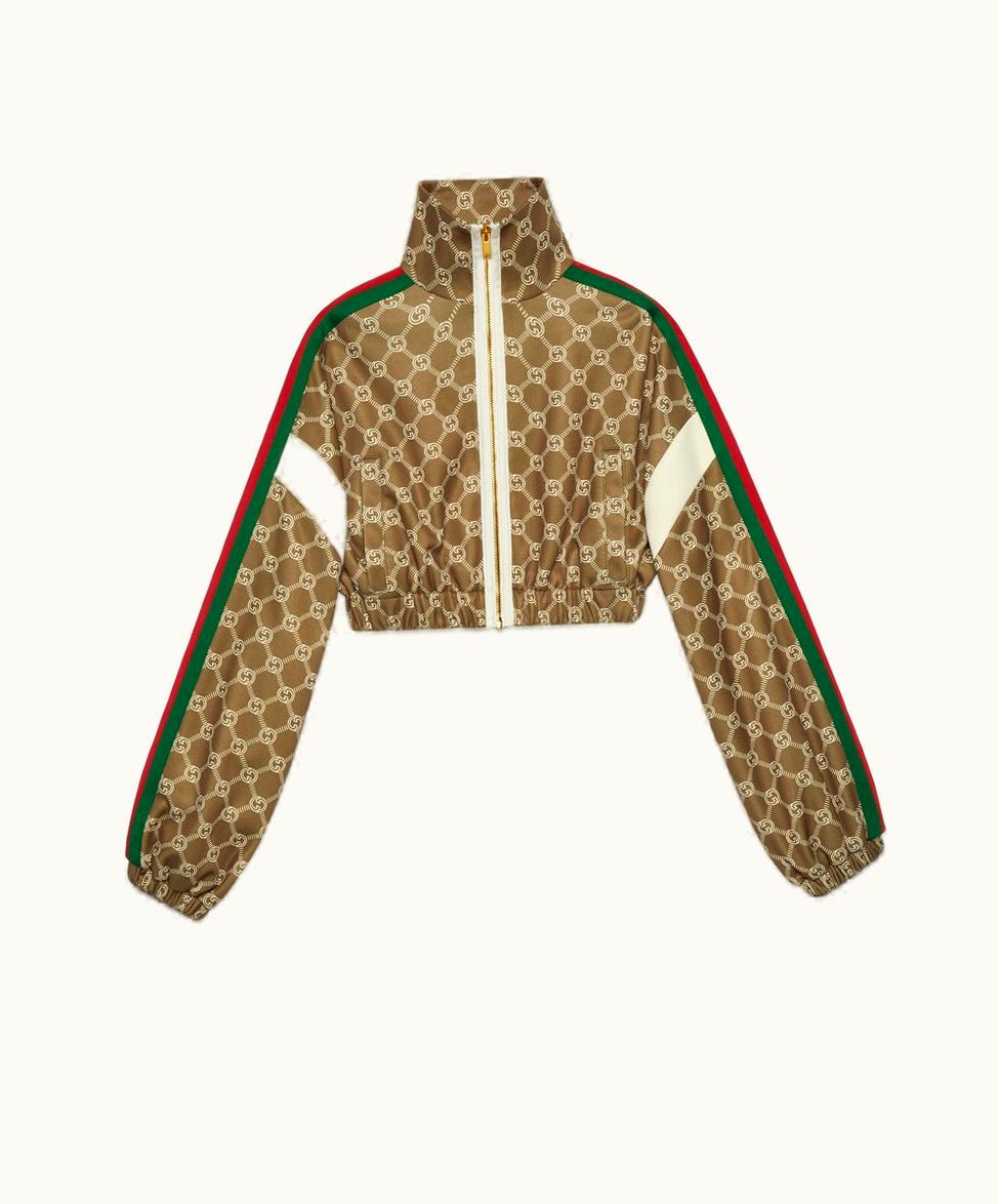 Gucci Gucci Interlocking G Zipper Jacket Olive Green And Ivory