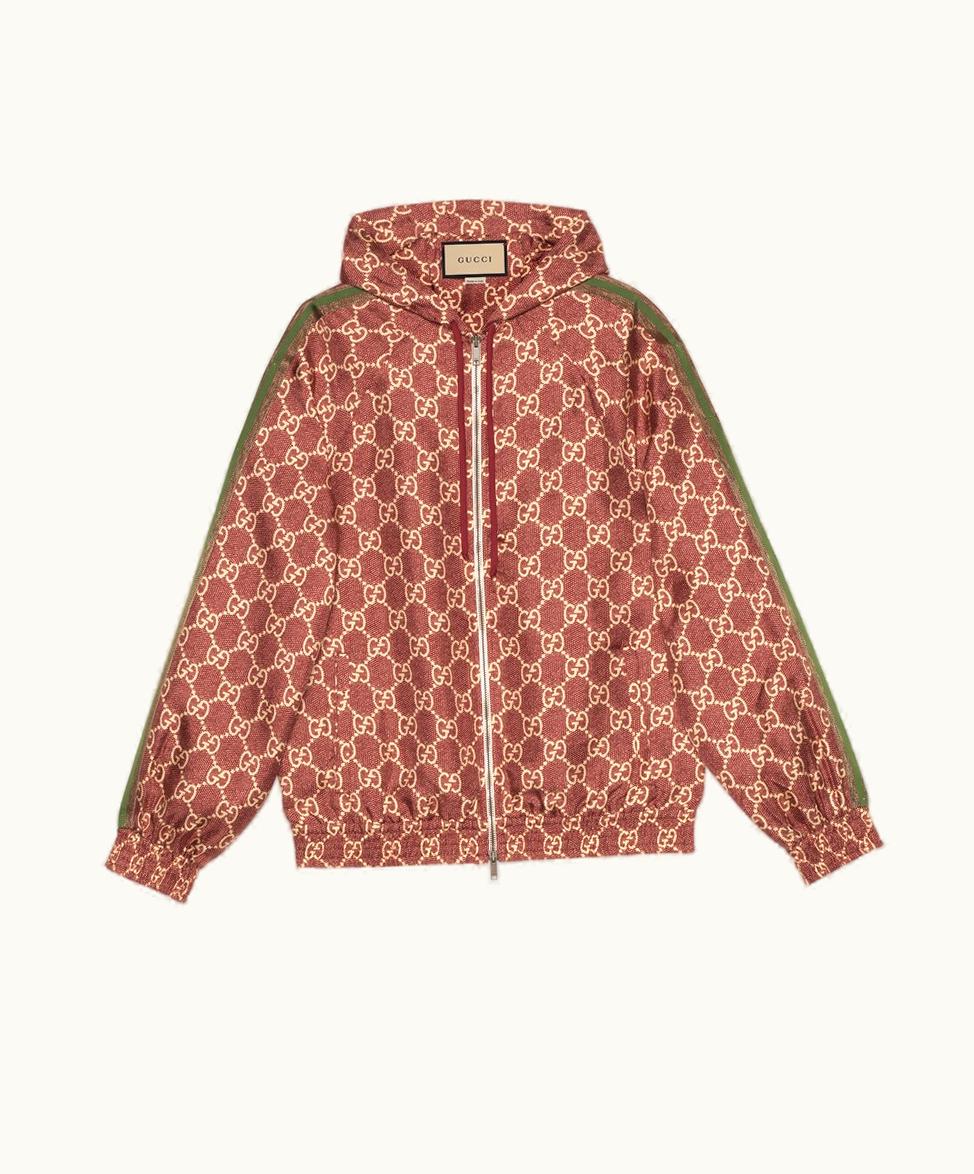 Gucci Gucci GG Supreme Silk Twill Jacket Pink and Beige