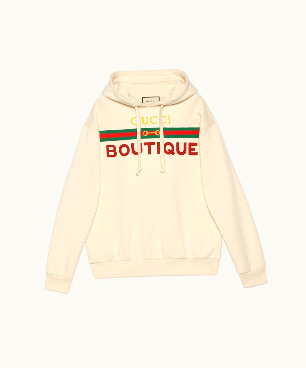 Gucci Gucci Boutique Print Sweatshirt off-white Cotton