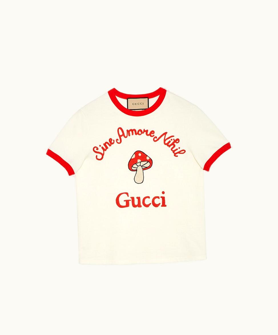 Gucci 'Gucci Sine Amore Nihil' Cotton Jersey T-shirt Off White