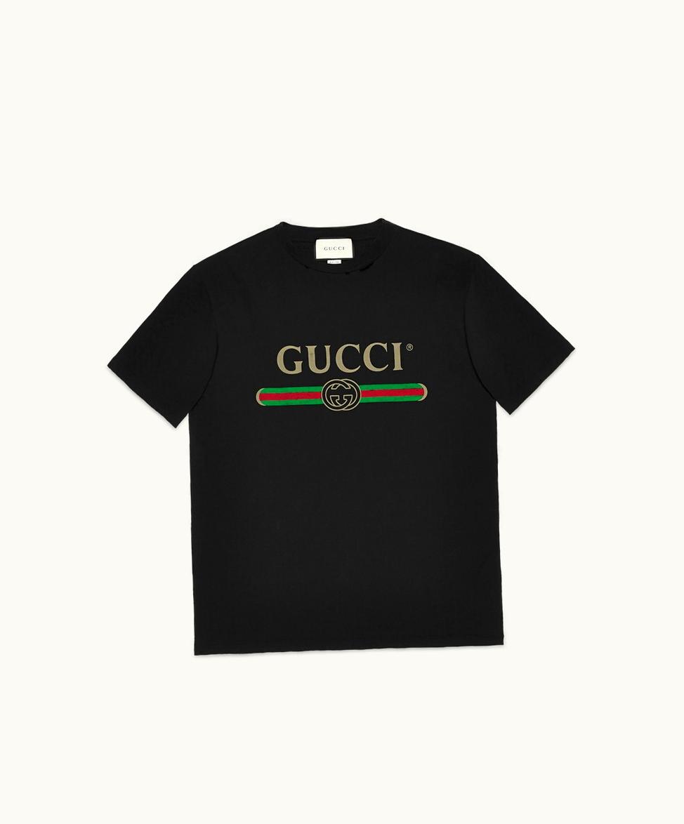 Gucci Oversize T-shirt With Gucci Logo Black Cotton Jersey