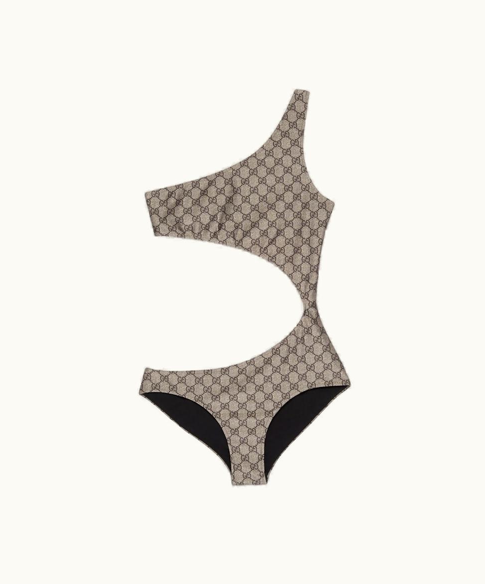 Gucci Gucci GG Stretch Jersey Swimsuit Beige And Ebony