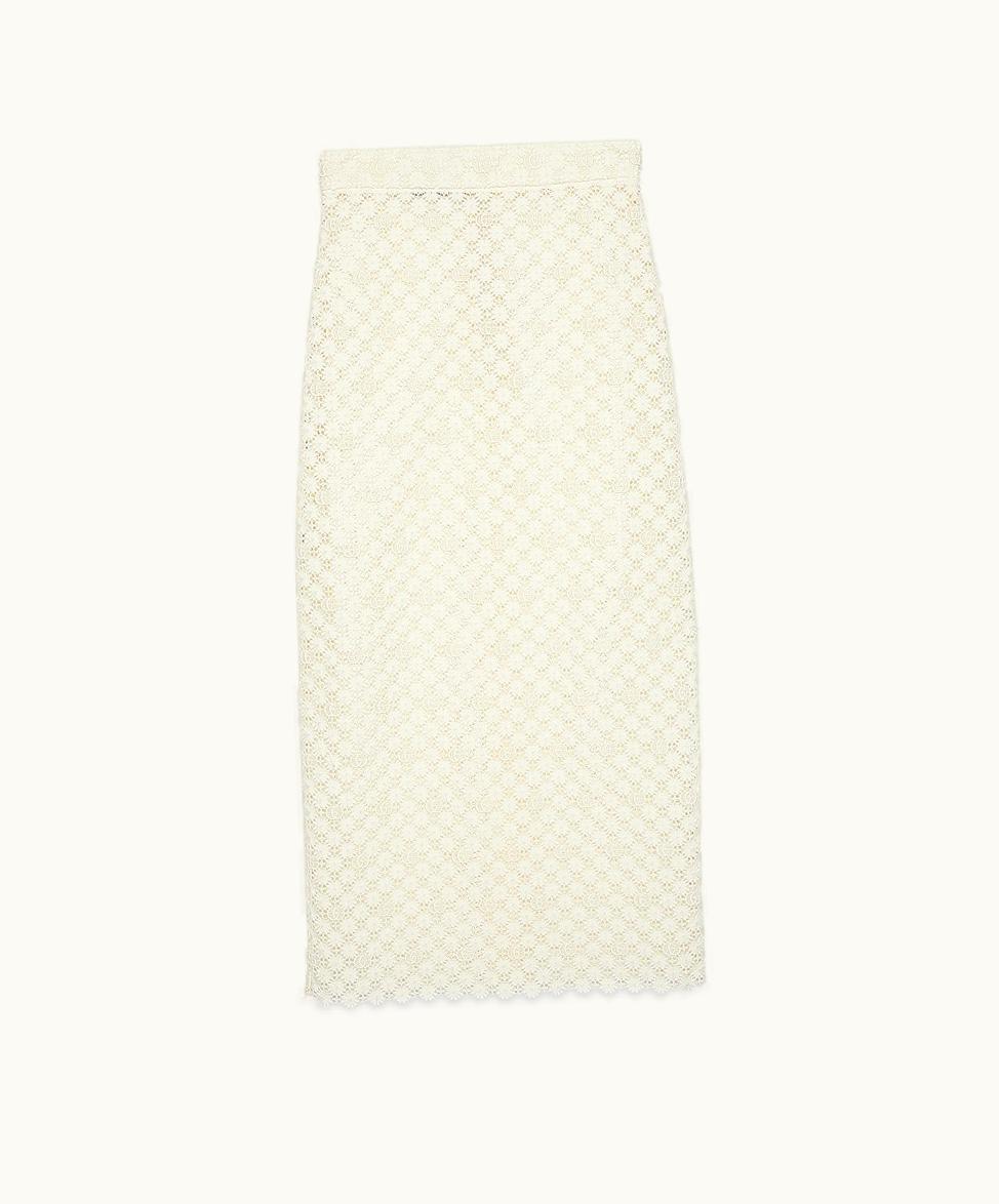 Gucci Gucci Double G Flower Lace Skirt Ivory