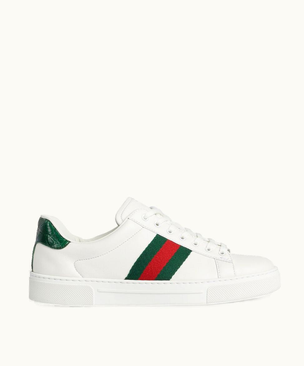 Gucci Gucci Women's Ace Trainer With Web White Leather