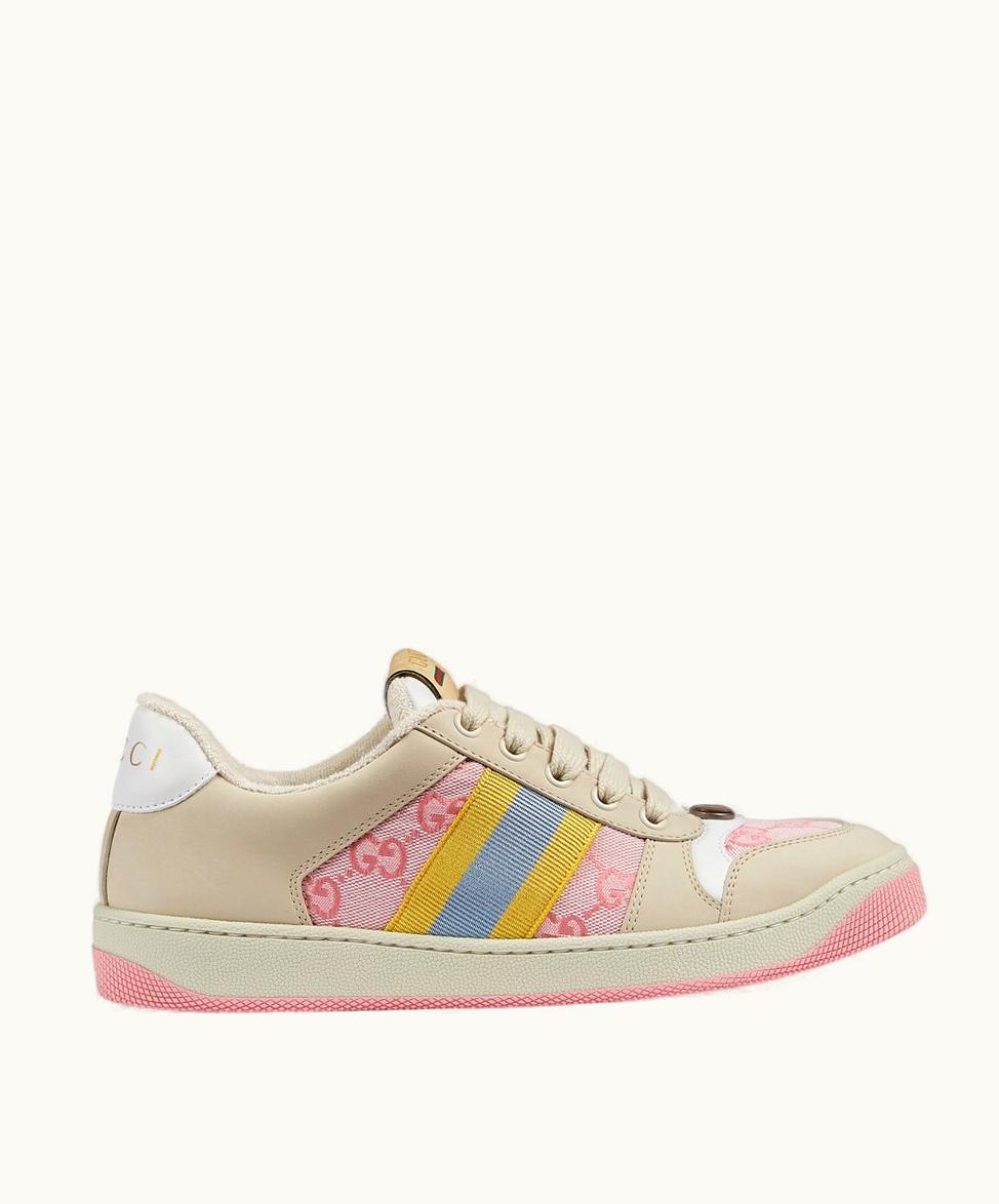 Gucci Gucci Women's Screener GG Trainer Light Pink Canvas