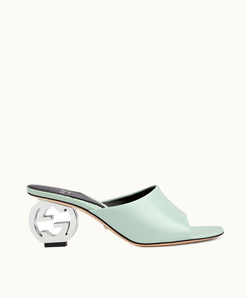 Gucci Gucci Women's Interlocking G Heel Sandal Light Green Leather
