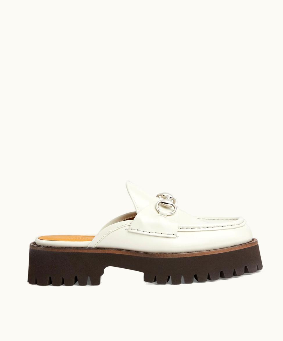 Gucci Gucci Horsebit Lug Sole Women's Mule White Leather