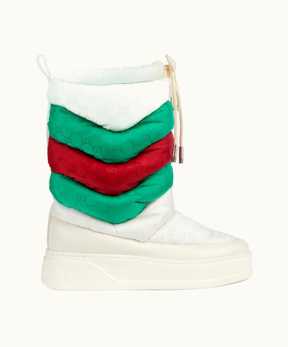 Gucci Gucci Women's GG Chevron Boot Off White Nylon