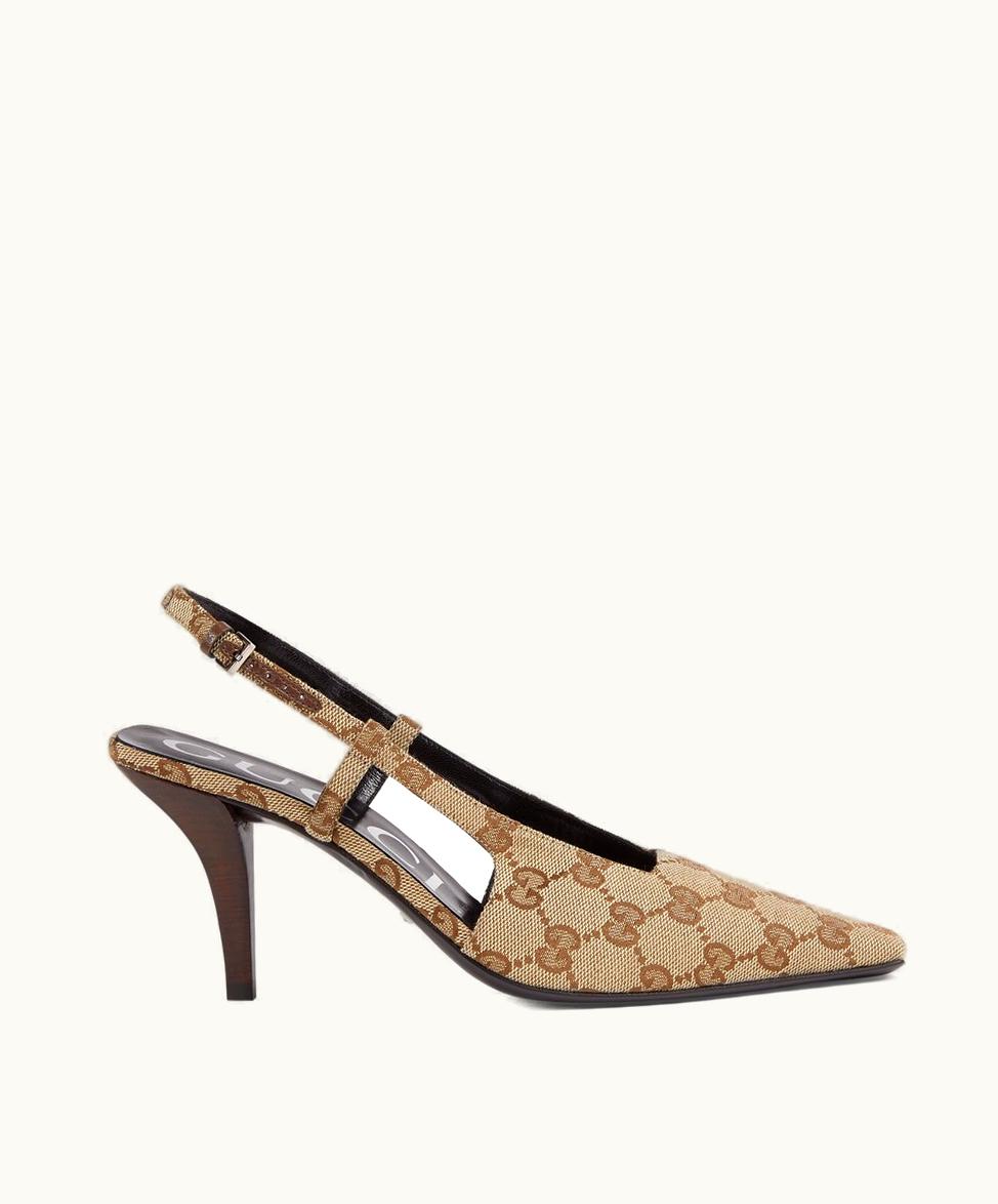Gucci Gucci Women's GG Slingback Pump Beige And Ebony GG Canvas