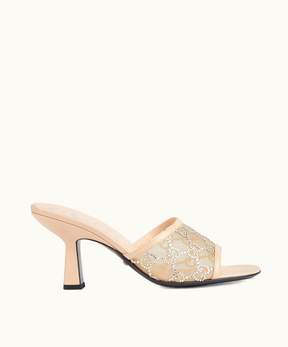 Gucci Gucci Women's GG mid-heel Slide Sandal Rose Beige