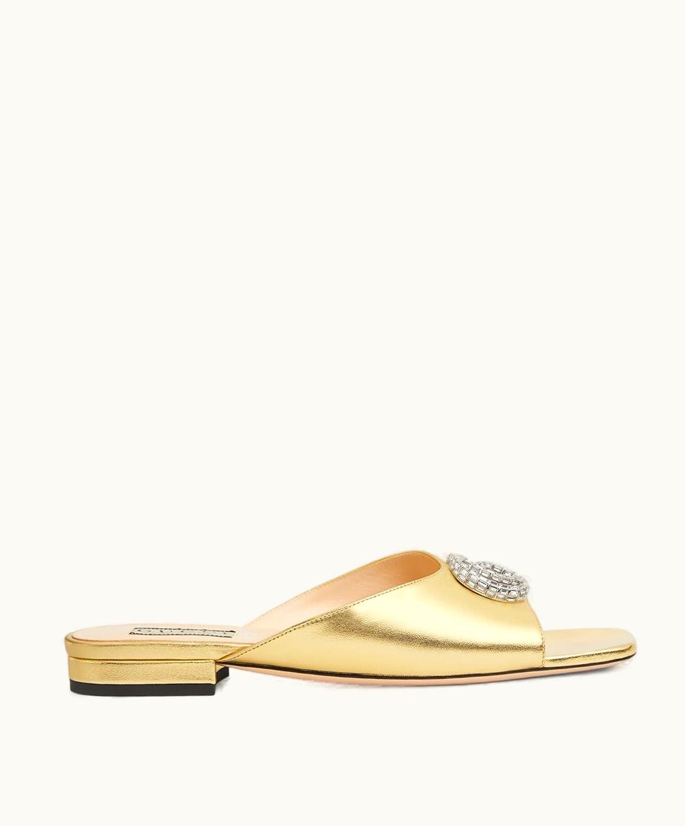 Gucci Gucci Women's Double G Slide Sandal Metallic Gold Leather