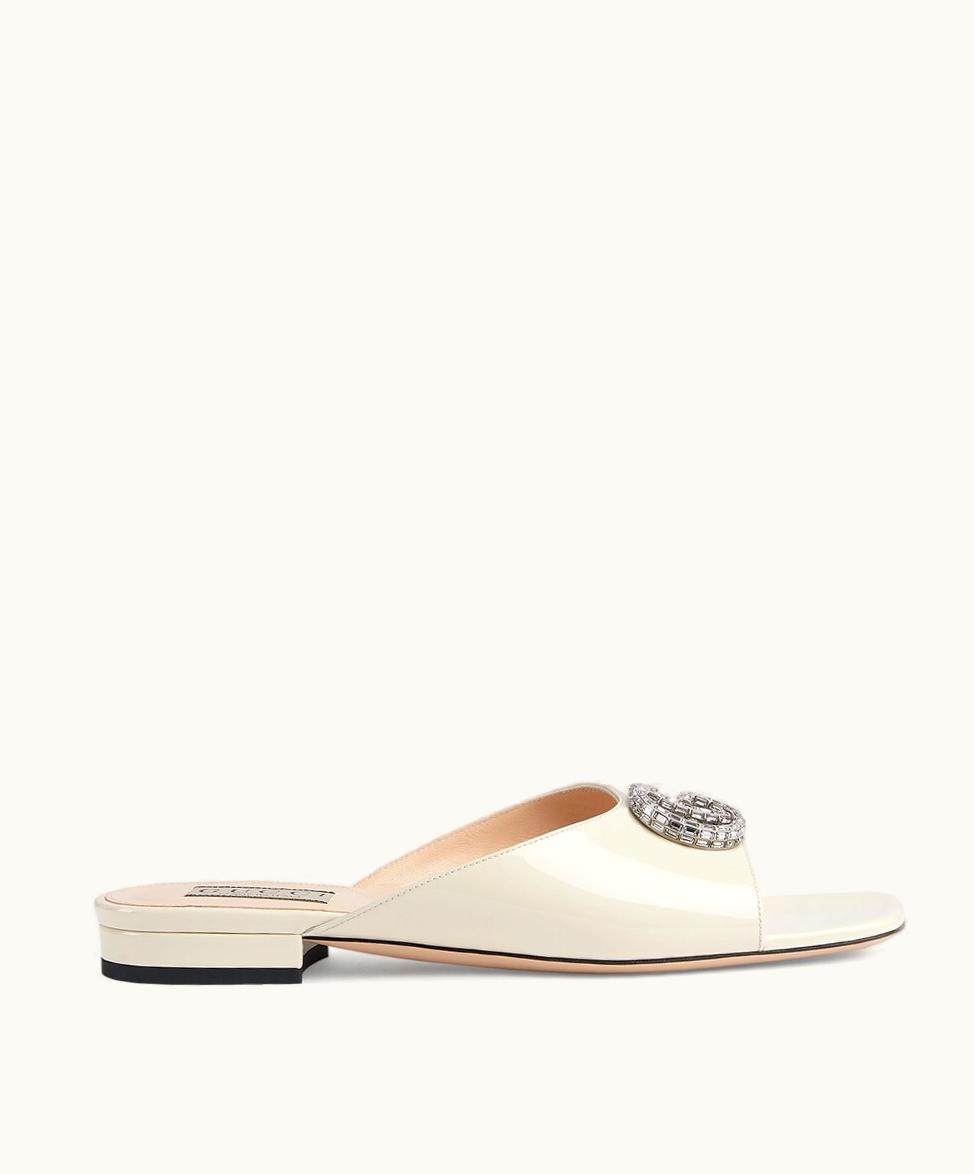 Gucci Gucci Women's Double G Slide Sandal Ivory Patent Leather