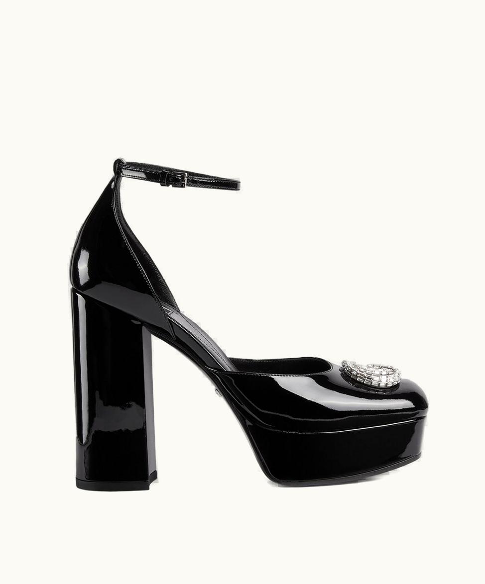Gucci Gucci Women's Platform Pump With Double G Black Patent Leather