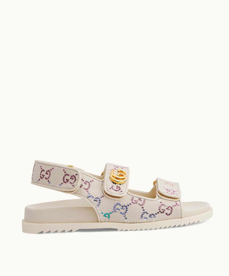 Gucci Gucci Women's Sandal With Double G Ivory Canvas