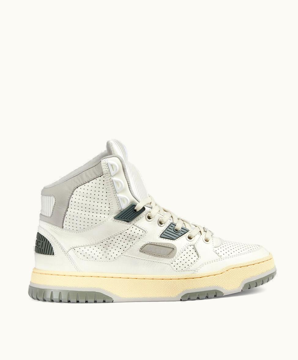 Gucci Gucci Women's High Top Distressed Effect Trainer Off White Leather