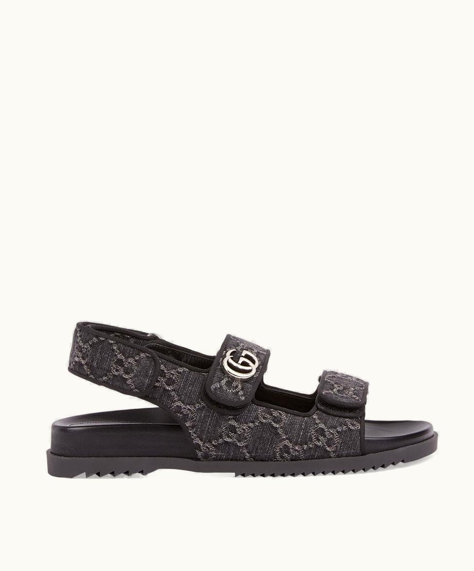 Gucci Gucci Women's Sandal With Double G Black And Grey Denim