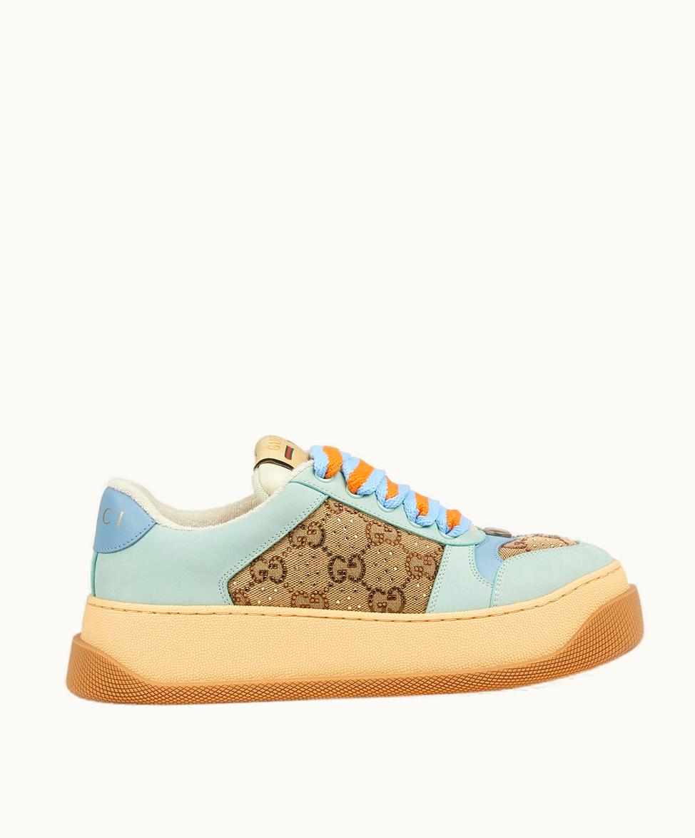 Gucci Gucci Women's Screener Trainer Camel And Ebony GG Canvas