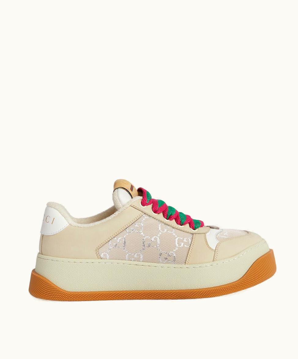 Gucci Gucci Women's Screener Trainer White GG Lamé Canvas