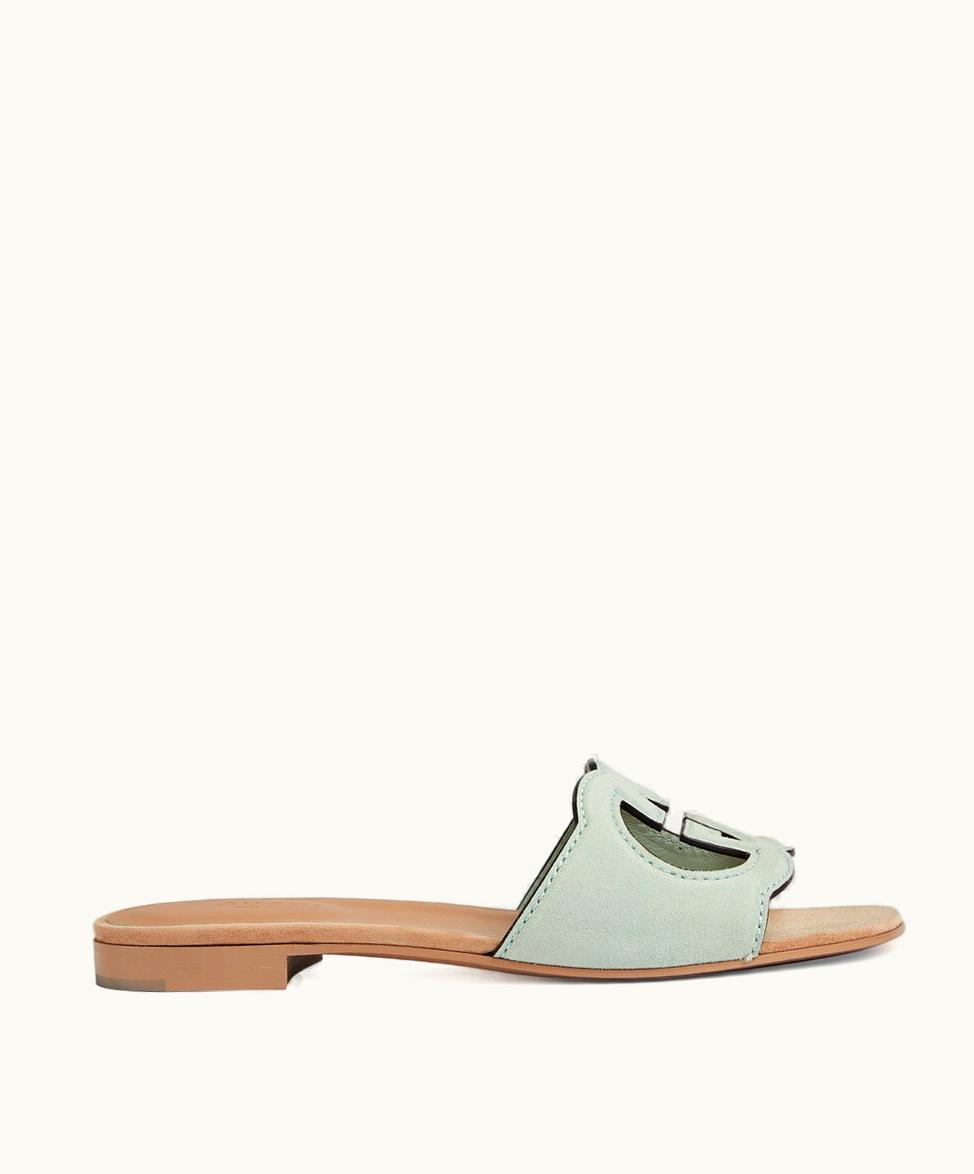 Gucci Gucci Women's Interlocking G cut-out Sandal Pale Green And Light Brown Suede