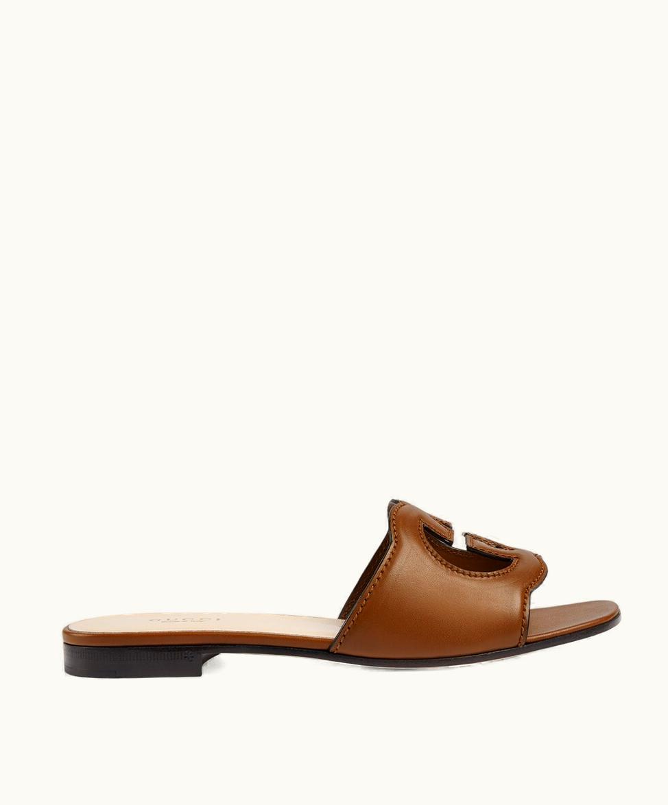Gucci Gucci Women's Interlocking G cut-out Slide Sandal Cuir Leather