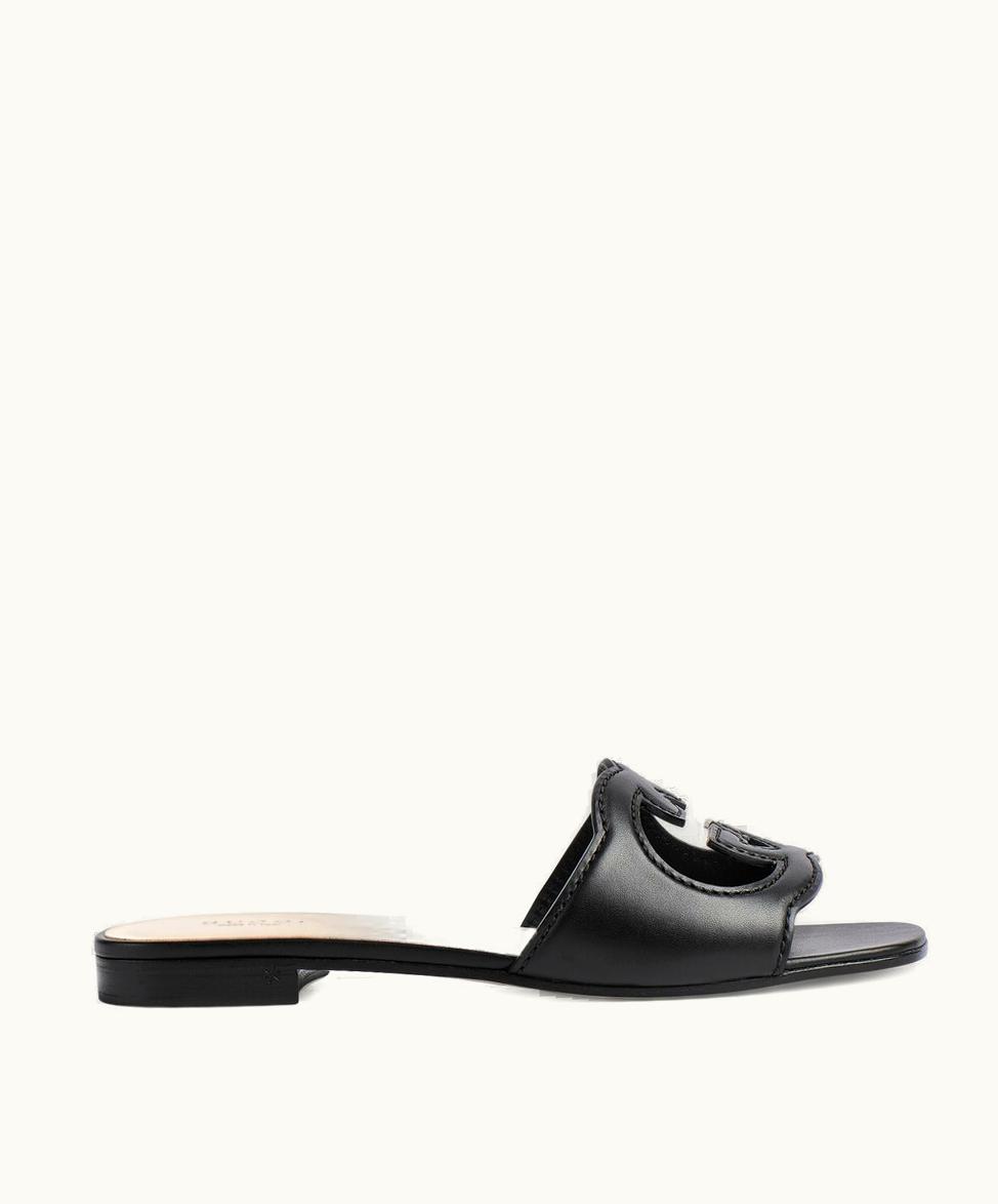 Gucci Gucci Women's Interlocking G cut-out Slide Sandal Black Leather