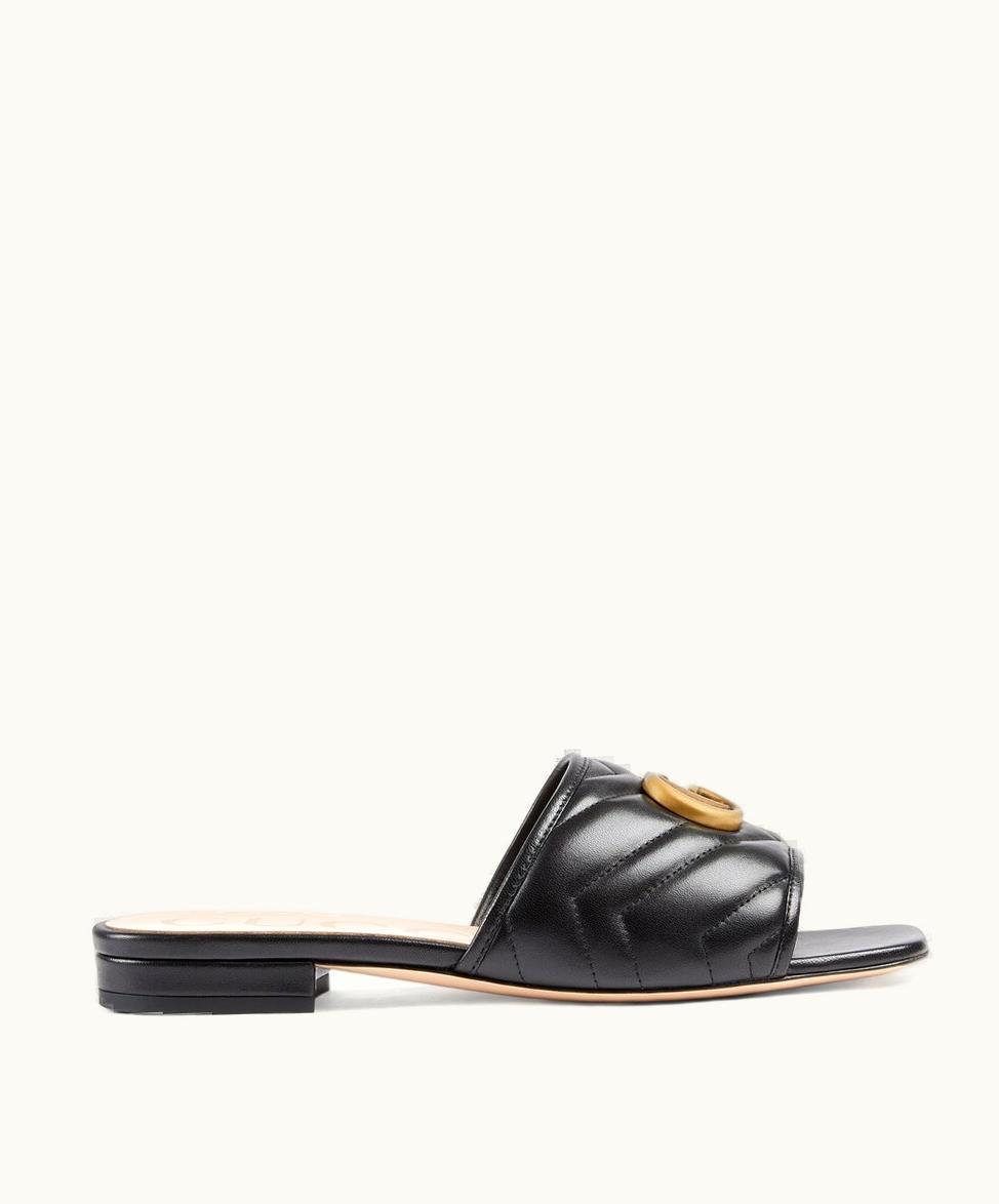 Gucci Gucci Women's Slide With Double G Black Matelassé Leather
