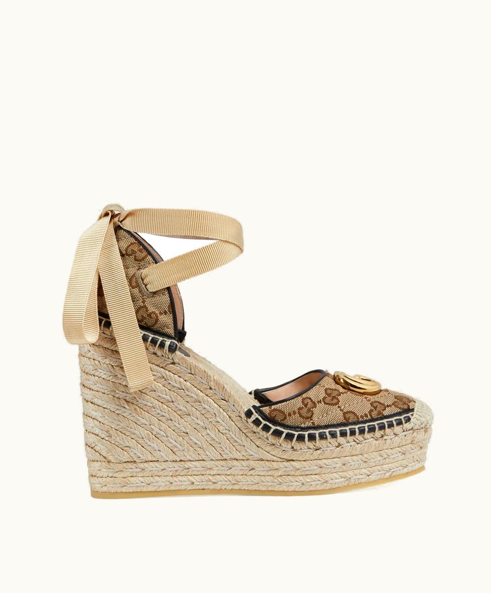 Gucci Gucci Women's GG Matelassé Platform Espadrille Beige / Ebony GG Canvas