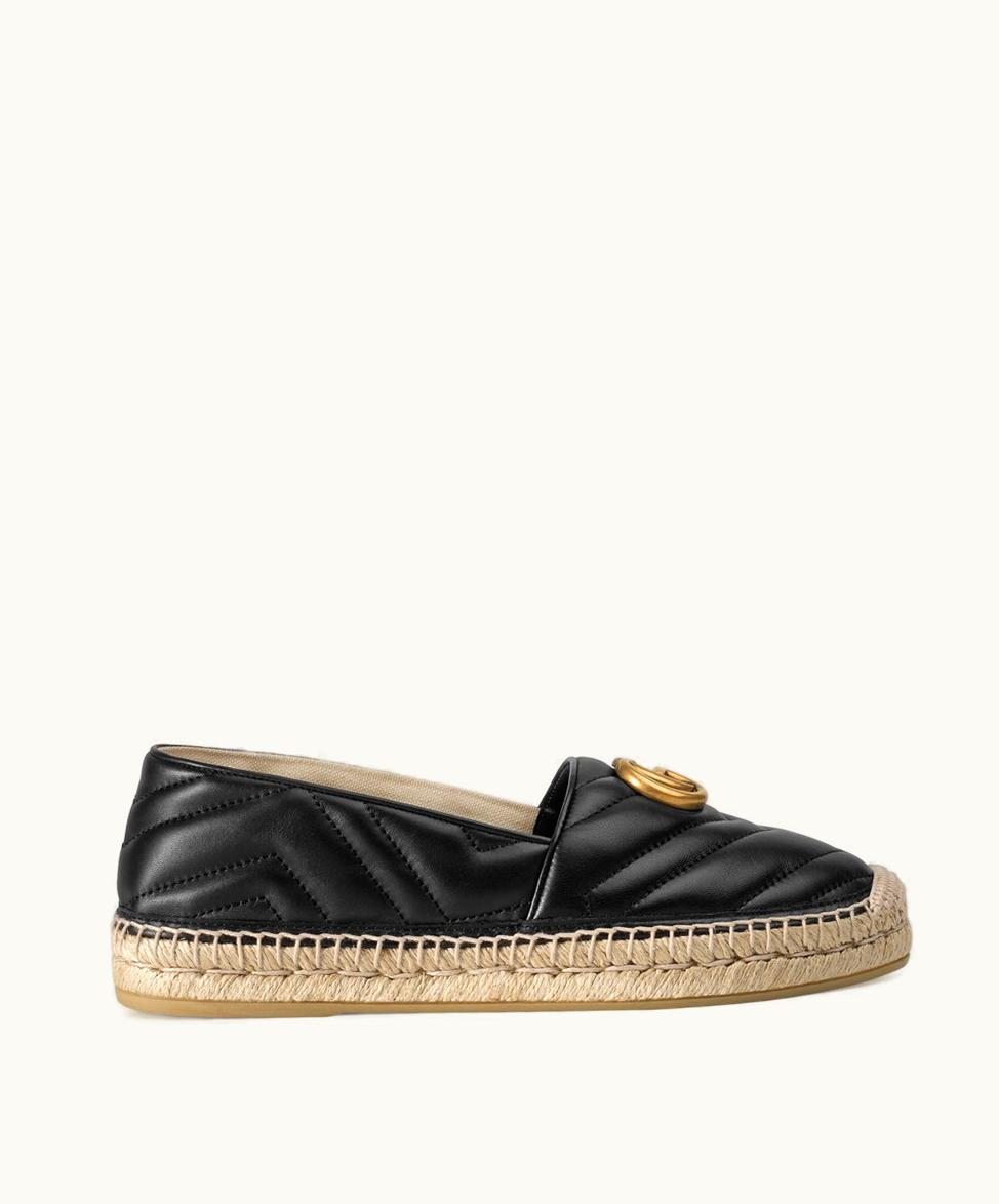 Gucci Gucci Leather Espadrille With Double G Black Leather