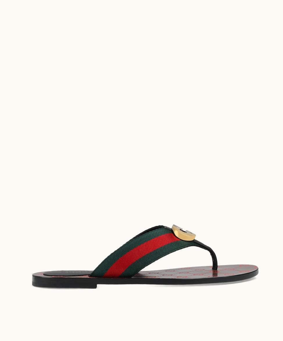 Gucci Gucci GG Thong Web Sandal Green And Red Web