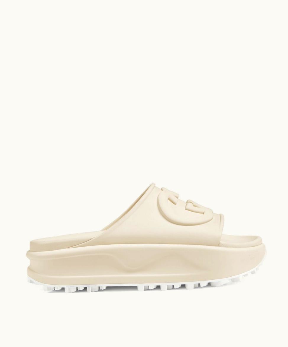 Gucci Gucci Women's Slide Sandal With Interlocking G off-white Rubber