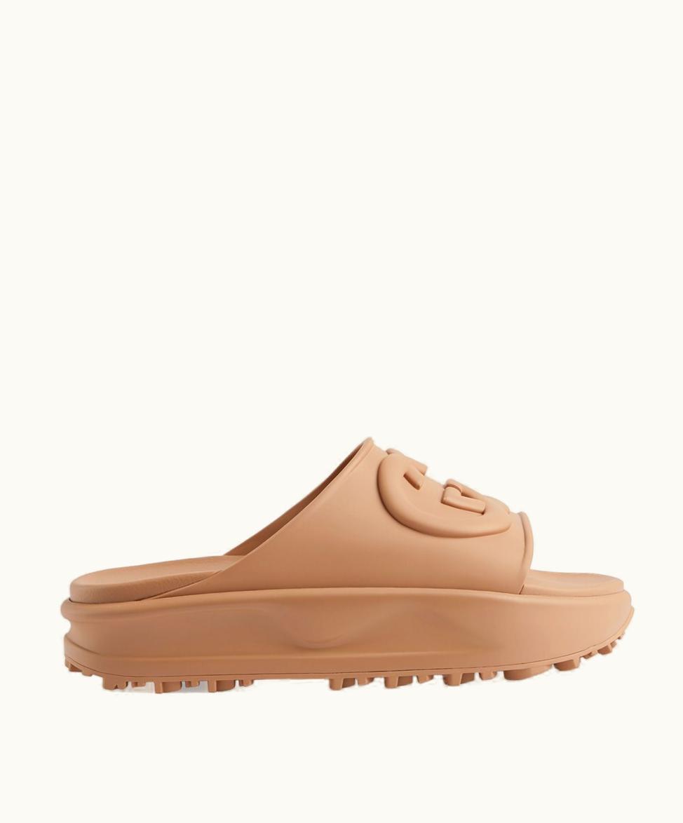 Gucci Gucci Women's Interlocking G Slide Sandal Brown Rubber