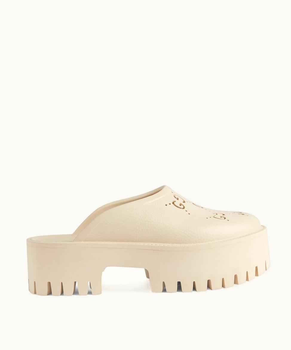 Gucci Gucci Women's Platform Perforated G Sandal White Rubber