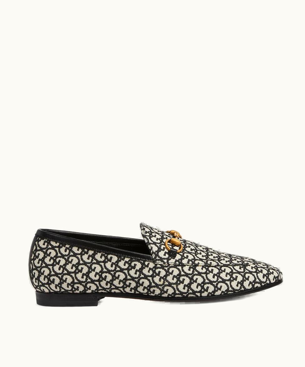 Gucci Women's Gucci Jordaan Loafer Ivory And Black Canvas