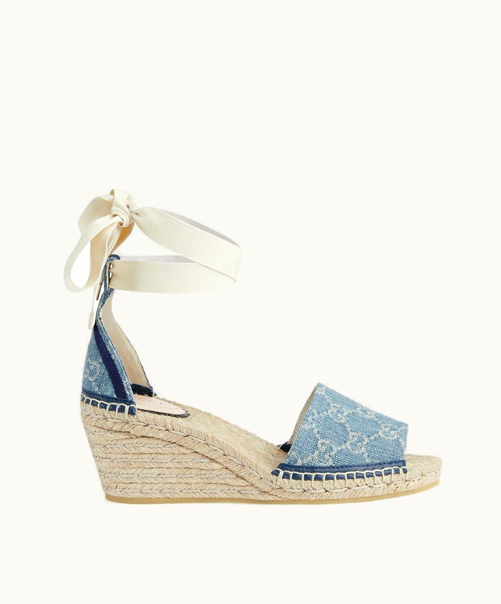 Gucci Gucci Women's GG Platform Espadrille Light Blue And Ivory Denim