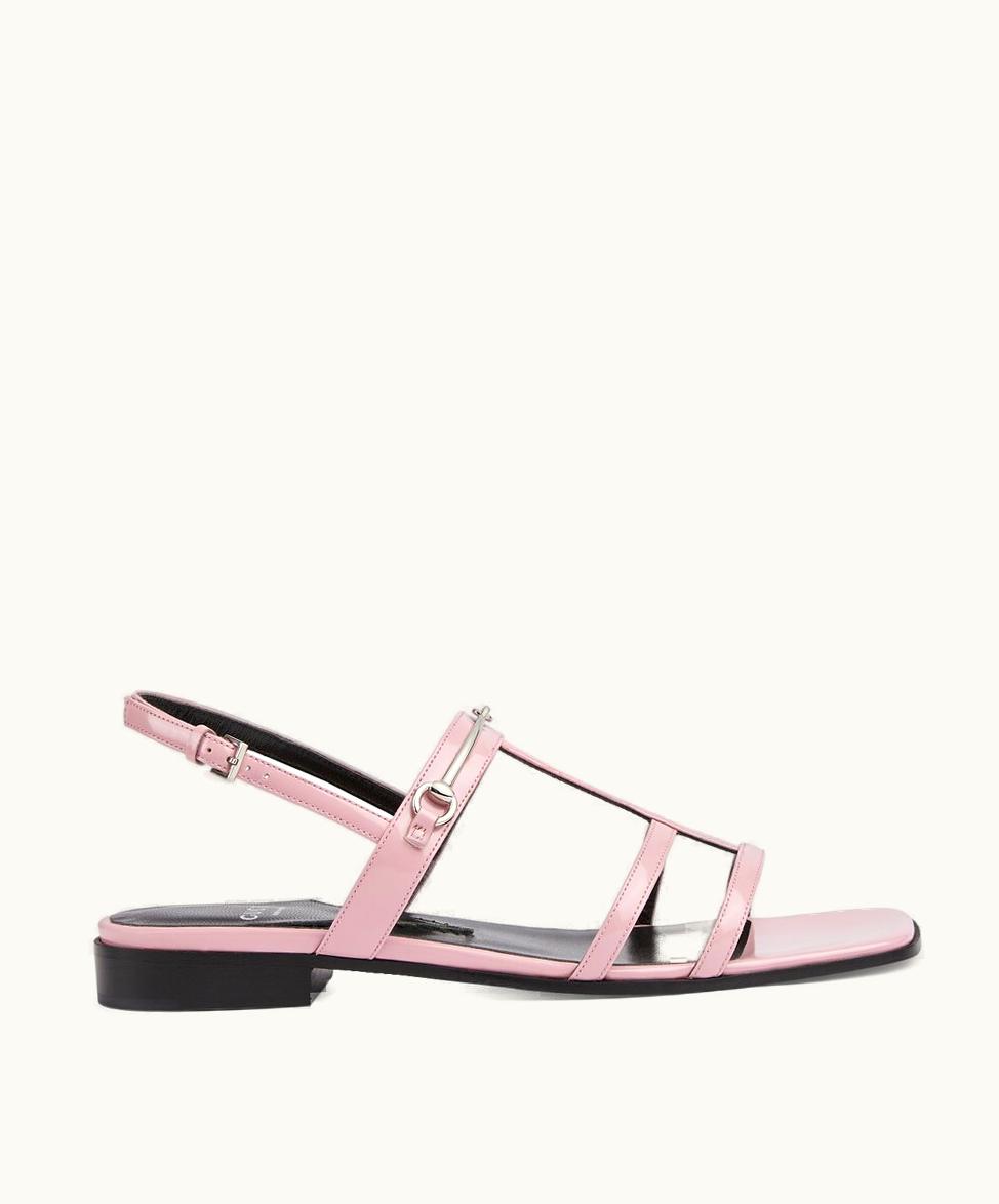 Gucci Gucci Women's Slim Horsebit Flat Sandal Light Pink Leather