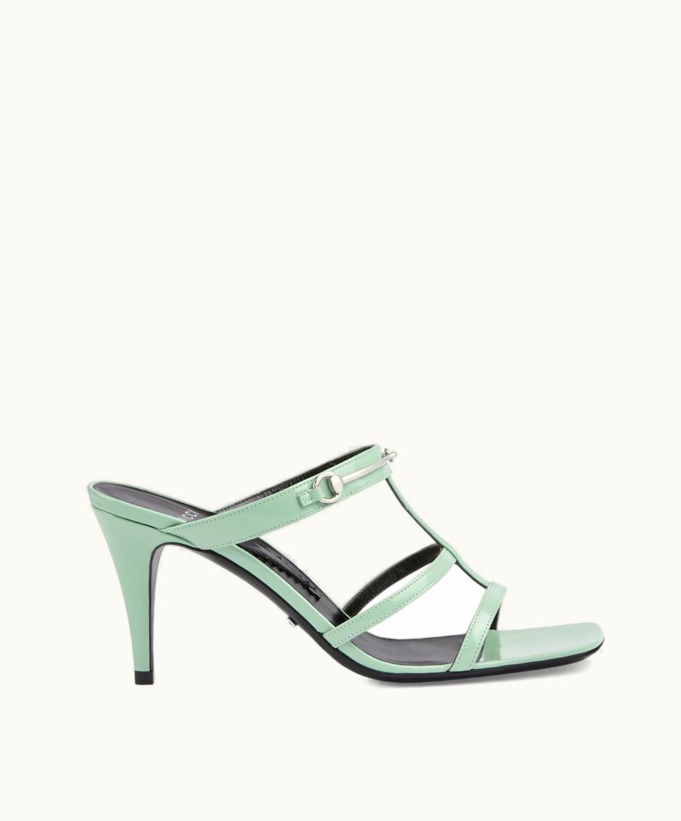 Gucci Gucci Women's Slim Horsebit Slide Sandal Mint Green Leather