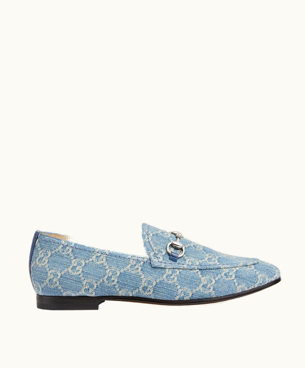 Gucci Women's Gucci Jordaan Loafer Light Blue And Ivory Denim