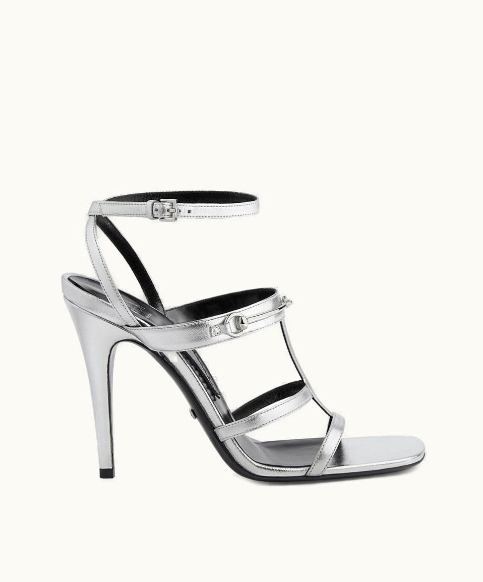 Gucci Gucci Women's Slim Horsebit Sandal Silver Leather