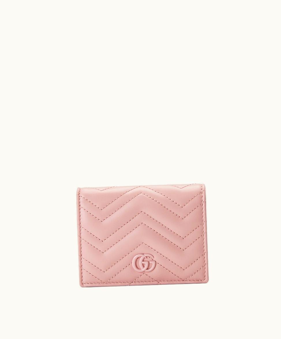 Gucci Gucci GG Marmont Matelassé Card Case Wallet Light Pink Leather
