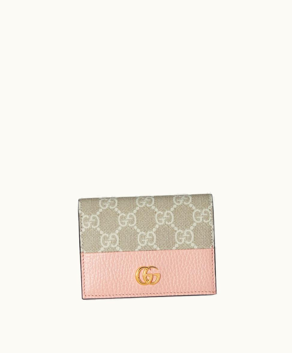 Gucci Gucci GG Marmont Card Case Wallet Light Pink Leather And Supreme