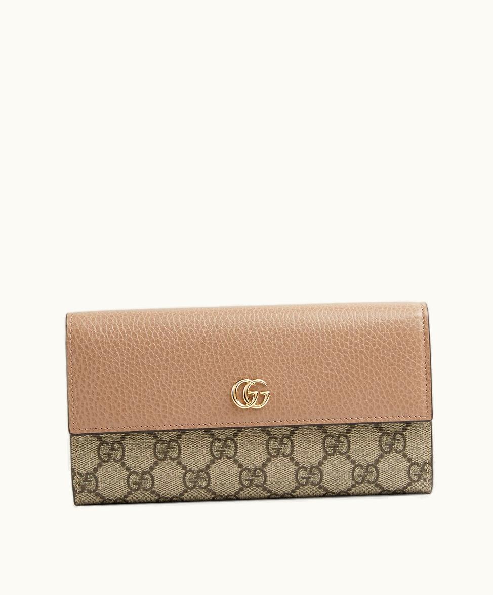 Gucci Gucci GG Marmont Continental Wallet Dusty Pink Leather And GG Supreme