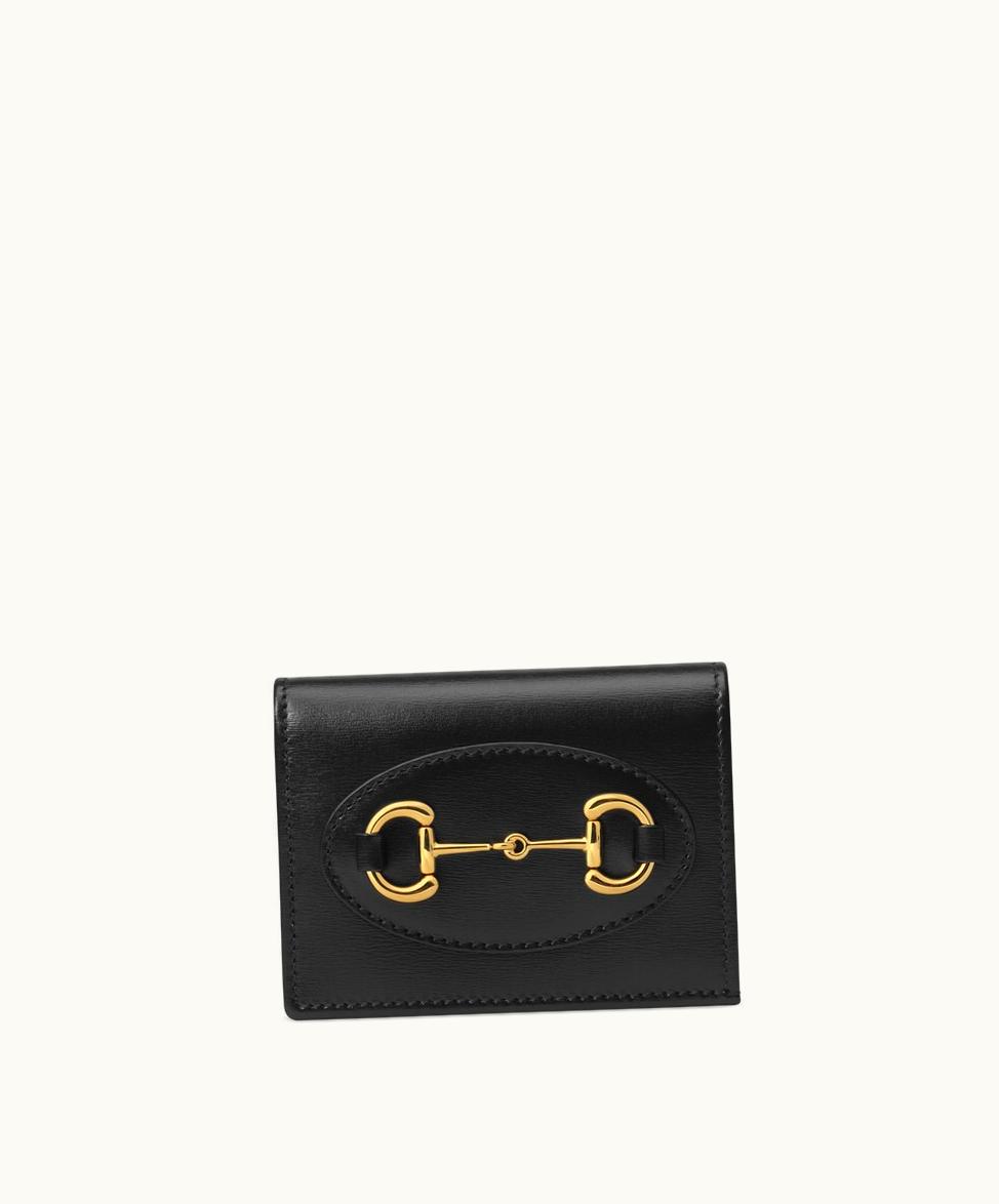 Gucci Gucci Horsebit 1955 Card Case Wallet Black Leather