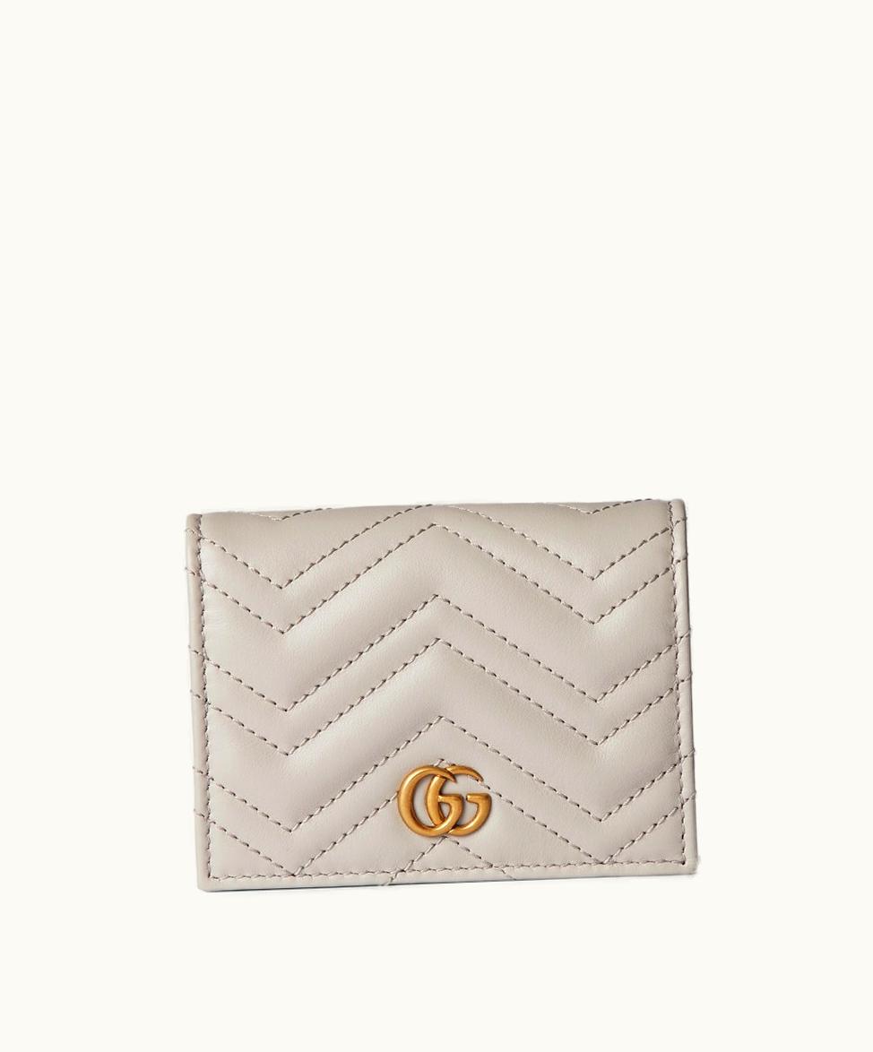 Gucci Gucci GG Marmont Card Case Wallet Light Beige Leather