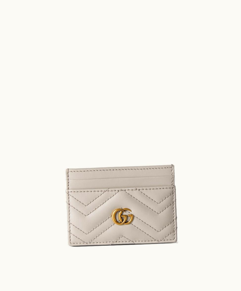 Gucci Gucci GG Marmont Matelassé Card Case Light Beige Leather