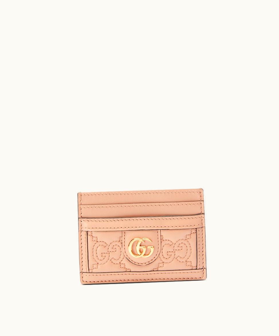 Gucci Gucci GG Matelassé Card Case Rose Beige Leather