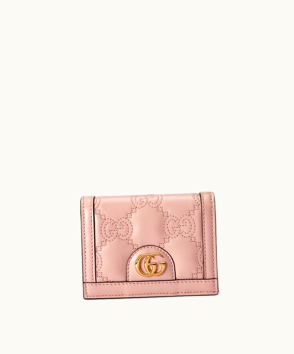 Gucci Gucci GG Matelassé Card Case Wallet Light Pink Leather