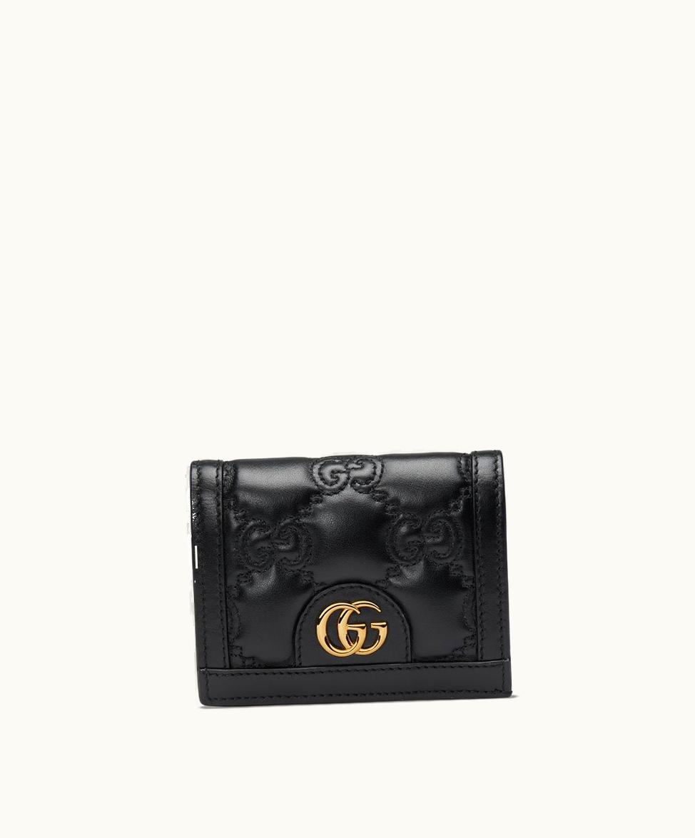 Gucci Gucci GG Matelassé Card Case Wallet Black Leather
