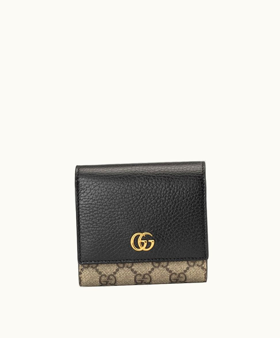 Gucci Gucci GG Marmont Medium Wallet Black Leather And GG Supreme